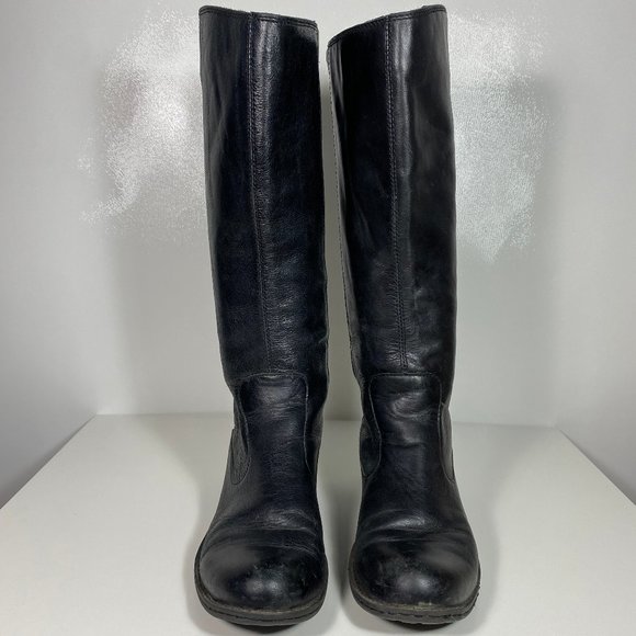 B.O.C Born Women Boots Equestrian Knee High Tall  Zip Leather Black Sz 7 - Picture 2 of 13